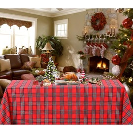 Christmas Tablecloth Checked 140 x 210 cm Red Rectangular Tablecloth for Party Picnic Outdoor Birthday Dinner Decor