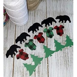 Unbranded Lumberjack Party Confetti Woodland Baby Shower Bears, Deer Jumpsuits Green/Red