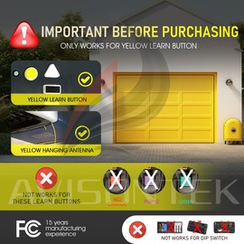 2 for 950ESTD Chamberlain Garage Door Opener Remote, 2011 to Present Models, Yellow Learn Button, 3-Year-Warranty