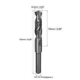 uxcell Reduced Shank Drill Bit 16.5mm Black Nitride Coated with 1/2 Inch Straight Shank, High Speed Steel HSS 9341 Twist Drill Bit for Stainless Steel Alloy Metal Plastic