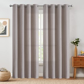 Vangao Curtains for Bedroom, Linen Textured Curtains 84 Inch Length 2 Panels Set, Room Darkening Drapes for Living Room, Grommet Top Window Treatments, Taupe