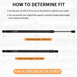 Front Hood Lift Supports, Hood Struts Replacement fit for Dodge Ram 1500 2500 3500 4500 5500 2002-2010, Gas Struts Shocks Springs Left and Right Front Bonnet Hood 2 Pack Kbkyawy