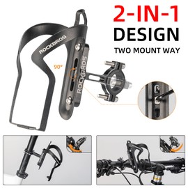 ROCKBROS Bike Cup Holder, Aluminum Alloy Water Bottle Cages, Bicycle Bottle Bracket Universal Rotation Cup Drink Holders for Bike Handlebars, Motorcycle, MTB, Boat, Walker, Wheelchair, Stroller