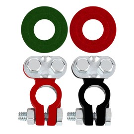 Battery Terminal Set with Anti-corrosion Washers, Positive Negative Battery Terminals Connectors Clamps with Matching Anti Corrosion Felt Fiber Washers Fits for Boat Yacht Camper Truck Car