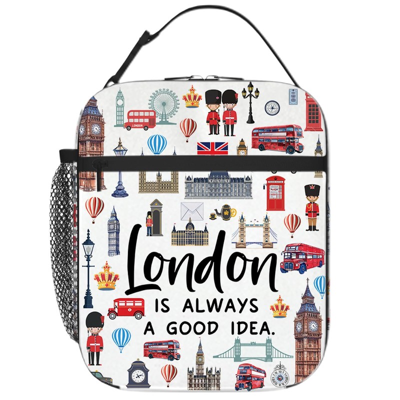 SJEFOJ London City Lunch Box for Women Men, Insulated Lunch
