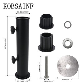 KOBSAINF Universal Outdoor Black Umbrella Stand, DIY Umbrella Tube Holder, Heavy Duty Marble Flag Pole Stakes, Tabletop Umbrella Tube Holder, Umbrella Parts Base Holder for Cement and Granite Boards