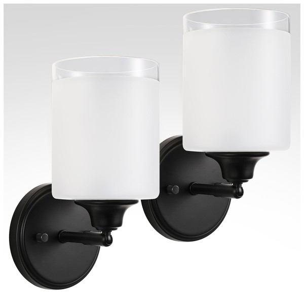 XIFEINIU Wall Sconces Set of Two with Upgraded Glass Shade,