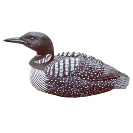 Slifka X003 Spotted Loon Duck Water Foul Animal 6 x 3.5 inch Black and White Resin Stone Collectible Tabletop Figurine Sculpture, Everyday Décor
