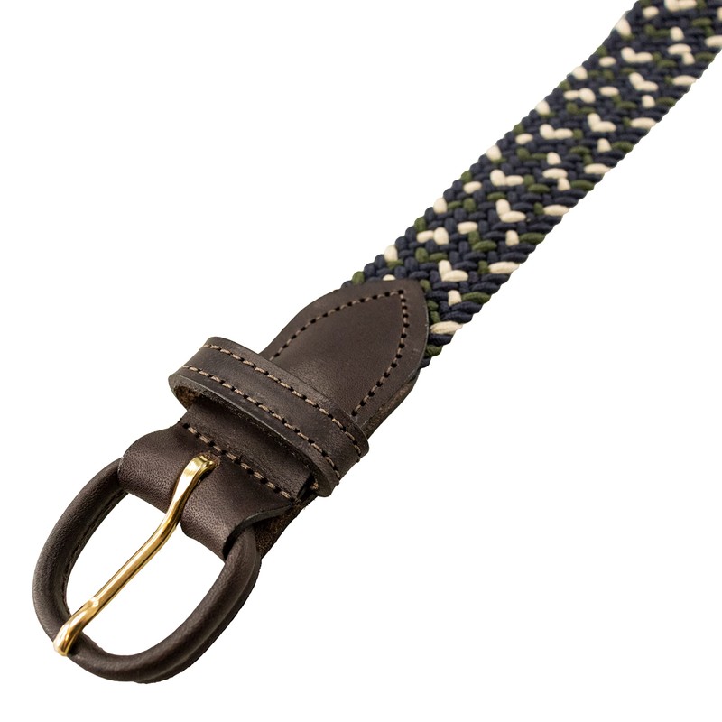 Thomas Bates Miami Braided Elastic Belt (Navy Multi, L (38-40))