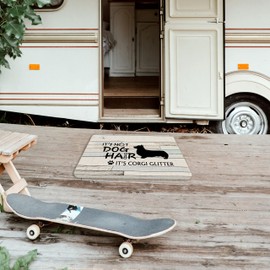 Znzd Funny Quote It's Not Dog Hair It's Corgi Glitter Wood Grain Doormat,Front Door Outdoor Entrance Porch Home Decor,Corgi Dog Lover Dog Mom Dog Owner Housewarming Gifts,30 x 17 Inches Doormats