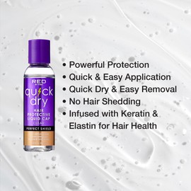 Red by Kiss Quick Dry Hair Protective Liquid Cap, Strong Lightweight Protection from Weaves Glue Damage, Fast Application, Quick Drying, & Easy Removal, Keratin & Tea Tree Enriched (Clear, 2oz)