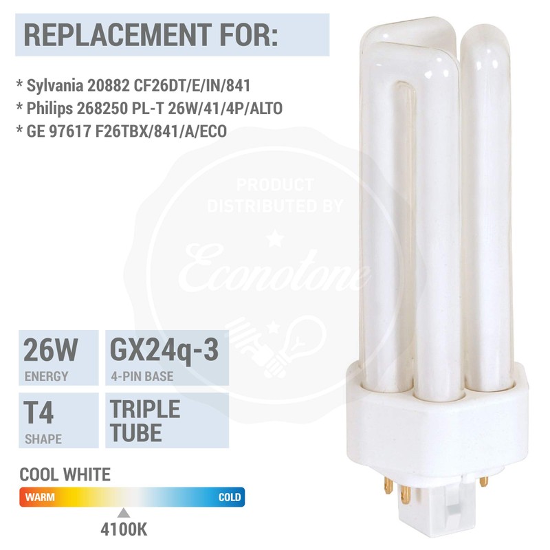 KOR (4 Pack) K20788 - PL26W/3U/4P/841 - Compact Fluorescent Plug-in
