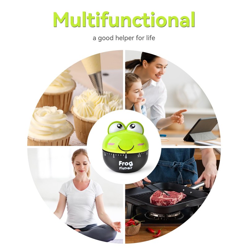 2 x Kitchen Timer, Machine Timer, Frog Shape Kitchen Timer,
