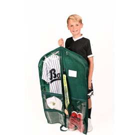 Waterproof Hanging Garment Bag 40 inch Clothes Bag with Gusset, 2 Pack, 5 Pockets & Side Zip for Dance Costumes, Cheer, Skating, Theatre, Beauty Pageants,Cheer & More by Kendall Country, Forest Green