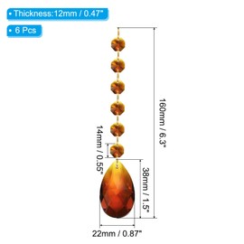 PATIKIL Teardrop Crystal Chandelier, 6 Pack 160mm Length Prisms Part Dark Amber