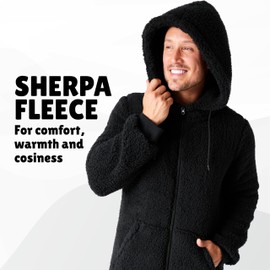 CityComfort Adult Onesie for Men Teenagers - Cosy Nightwear Hooded Fluffy Fleece Onesies For Men M-3XL Lounge Wear - Gifts for Him (Black, M)