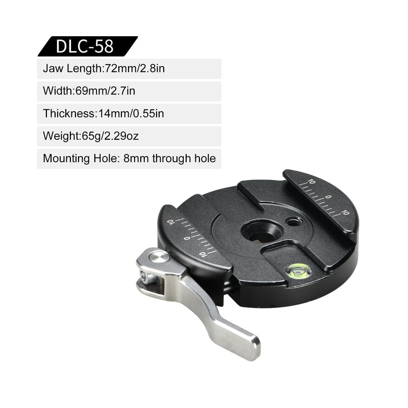 58mm Round Arca Swiss Clamp,Lever QR Clip for Tripod Head
