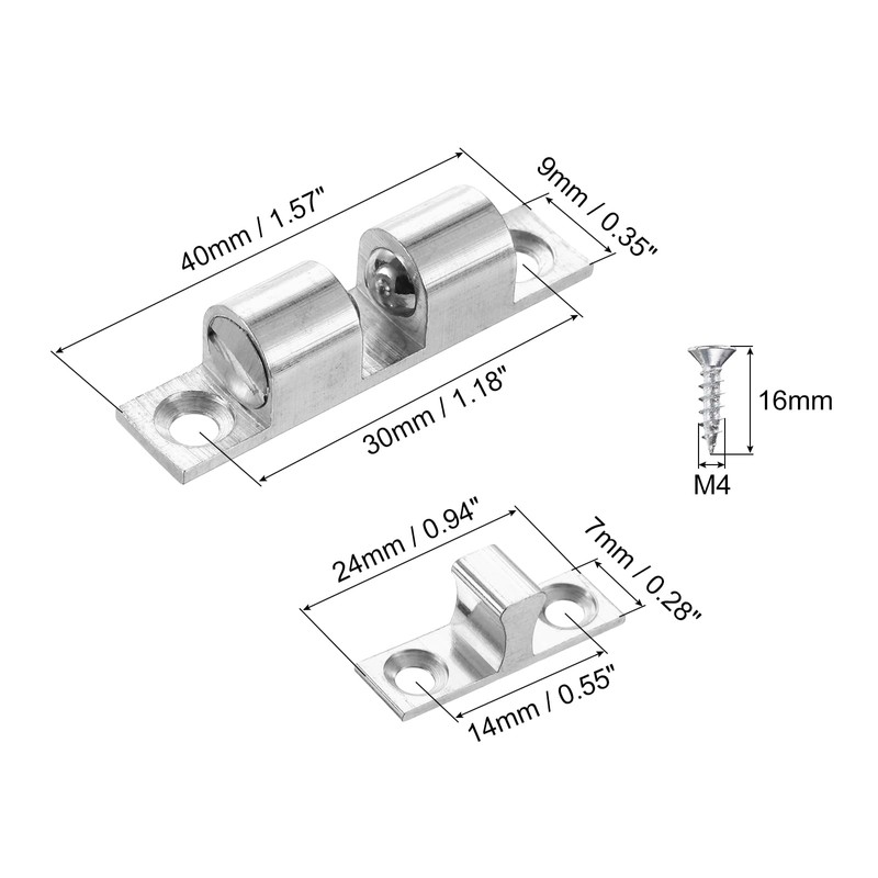 PATIKIL 40mm Double Ball Tension Roller Catch Latch, Solid Brass