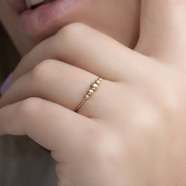 Gold-Filled Anxiety Fidget Ring - One Size Anxiety Relief Ring With Beads - Fidget Spinner Ring in 14K Gold - Stress Relief Fidget Spinner - Meditation Fidget Ring - Unisex Ring Jewelry for Anxiety