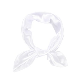 1 Piece of White Square Satin Scarf Wrap Ribbon Neck Scarfs Halloween Retro Costume (23.62" x 23.62")