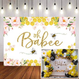Avezano Honey Bee Baby Shower Backdrops Girls Honeycomb Oh Babee Party Decorations Banner Mommy to Bee Baby Shower Supplies 7x5ft