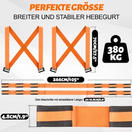 Yirilan 2 Person Carrying Strap, Moving Carry Strap, Transport Strap, Lifting Strap, for Lifting, Transporting and Moving Furniture, Household Appliances, Mattresses etc., Load Capacity 380 kg