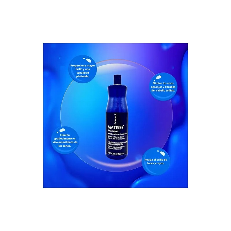 Shampoo Matizador Canas, Luces Y Rayos Matisse Anven 960ml