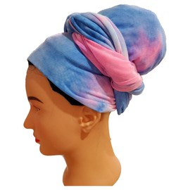 Ankara - Pañuelo para la cabeza con estampado africano, suave, para cabello largo, turbante, corbata, tejido africano, estilo teñido (estilo 1)