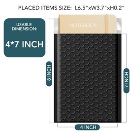 METRONIC Metronic 4x8 Inch Bubble Mailer 50 Pack,Black Bubble Mailers, Waterproof Self Seal Adhesive Shipping Bags,Padded Envelopes for Shipping, Mailing, Packaging, Bulk #000, Bubble Mailers Usable Size 4x7