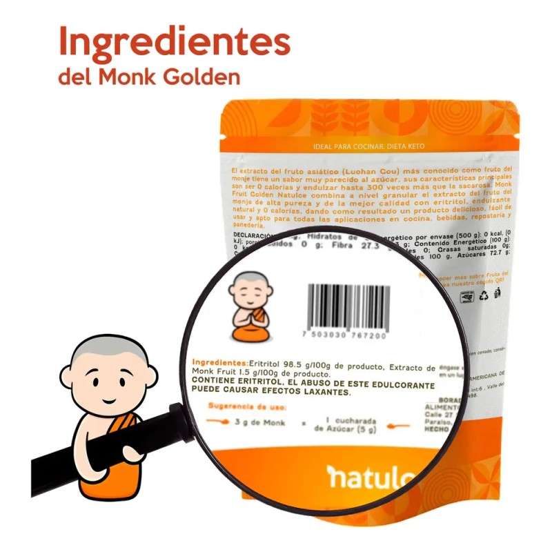 Monk Fruit Natulce 500g Endulzante Keto Fruto Del Monje 0kca