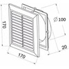Black Air Vent Grille 170mm x 170mm with 100mm Pipe