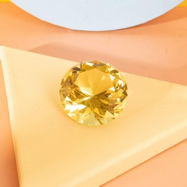 LONGWIN 50mm (2") Crystal Faceted Diamond Paperweight Wedding Favor Home Decor (Yellow)