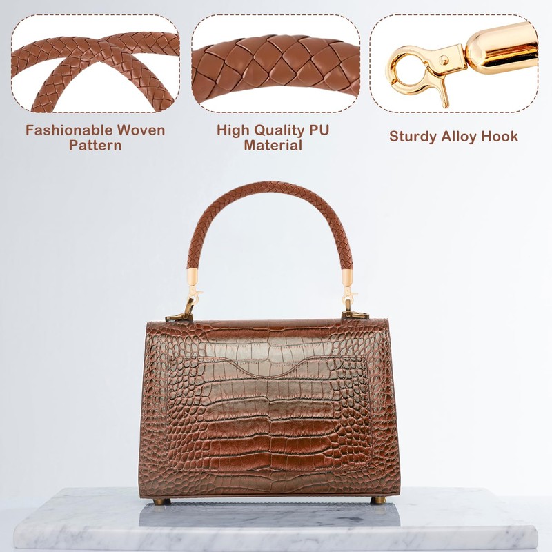 CENCERY Pack of 2 Braided Bag Handles Leather 60 cm