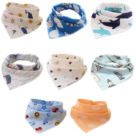 NHQZ Pack of 8 Drool Bibs Baby Muslin Triangular Scarf Baby for Boys and Girls