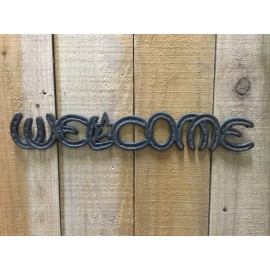 Rustic Cast Iron Horse Shoe Welcome Plaque (1184-0798)