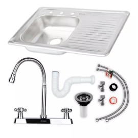 Meer Faucets By Cnx Cnx - Kit Completo De Fregadero Con Escurridero Y Mezcladora