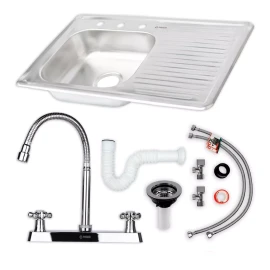 Meer Faucets By Cnx Cnx - Kit Completo De Fregadero Con Escurridero Y Mezcladora