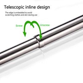 31-52 cm Wardrobe Rail, Extendable Stainless Steel Clothes Rail Pole with End Sockets & Screw, Adjustable Wardrobe Rail for Wardrobe, Shower, Balcony, Windows