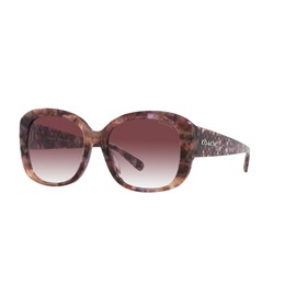 Coach HC8363U Universal Fit Sunglasses, Petal Tortoise/Purple Clear Gradient, 56 mm