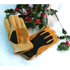 Gold Leaf WINTER TOUCH Deluxe Deerskin Leather Waterpoof Warm RHS Gardening Gloves - Ladies Size - Great Gift