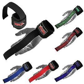 Weight Lifting Bar Straps with Wrist Support Wraps (Black)