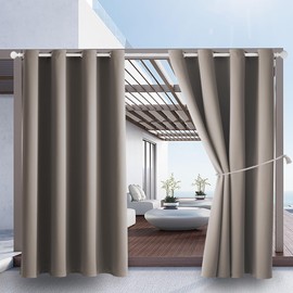 Outdoor Indoor Curtains W52 x L108 for Patio - Weather-resistant Window Panels Privacy Protect Grommet Top Thermal Insulated Home Curtain for Porch Pergola Garden (Dark Taupe, 2 Panels)