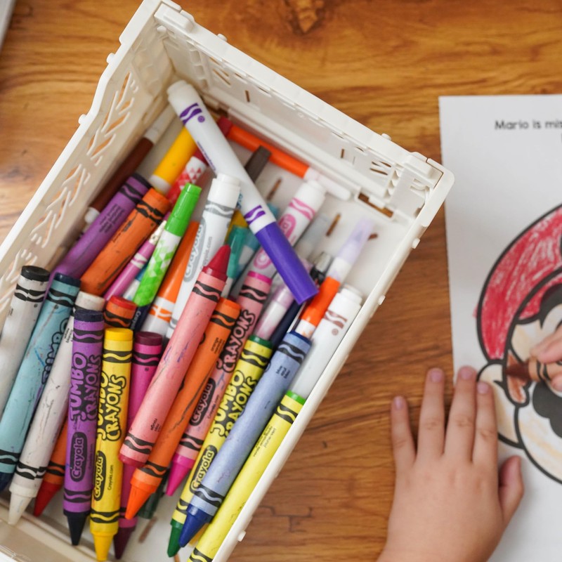 Collapsible Storage Box, Foldable Crate Organizer Bin with Handle, Stackable