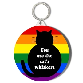 Gift Insanity YOU ARE THE CATS WHISKERS RAINBOW BACKGROUND SHORT CHAIN KEYRING BOTTLE OPENER