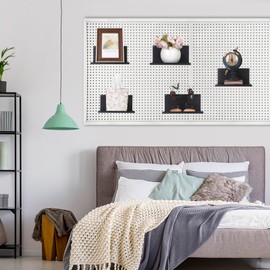 Kokone Magnetic Pegboard Shelves 6 Pack Small Pegboard Shelf for Garage Sturdy Steel Pegboard Accessories for Storing or Displaying Versatile Peg Board Shelf for Workbench,Craft Room,Home,Black