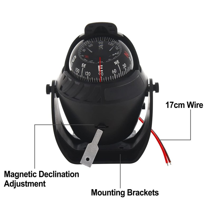 ITYAGUY Marine Boat Compass LED Light Navigation Pivoting Electronic Sea