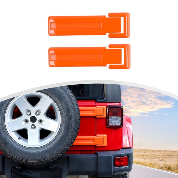 SQQP Tailgate Hinge Cover,Spare Tire Rear Door Bracket Trim Cover Trim 2Pcs for 2007-2017 Jeep Wrangler JK & Unlimited(Orange)