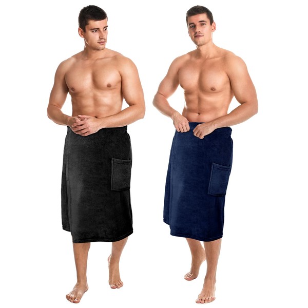Tudomro 2 Pieces Men's Body Wrap Towel Adjustable Sauna Towels