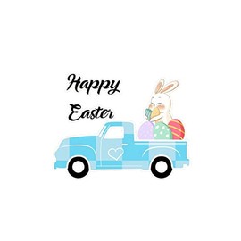 Happy Easter Lovely Trunk Rabbit Bunny Eggs Buffalo Plaid Decal Stickers for Computer Mug Cup Glass Car Decor Vinyl Removable Peel and Stick Weather-Resistant Happy Easter Giftss for Women