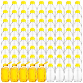 Tanlade 72 Pcs Honey Bottles Bulk 12 oz Plastic Clear Squeeze Honey Jars Empty Honey Container, Refillable Honey Dispenser Bottle with Flip Top Lid for Storing and Dispensing